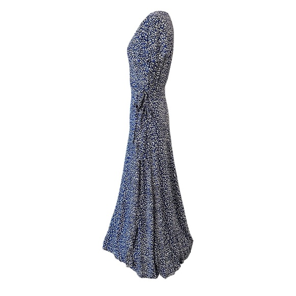 NWT Free People | Women's Blue White Animal Leopard Print Wrap Maxi Dress Size M - Picture 3 of 12